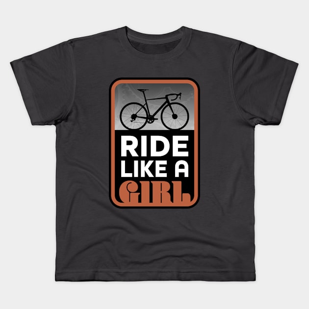 Ride Your Bike Like a Roadie Girl Kids T-Shirt by NeddyBetty